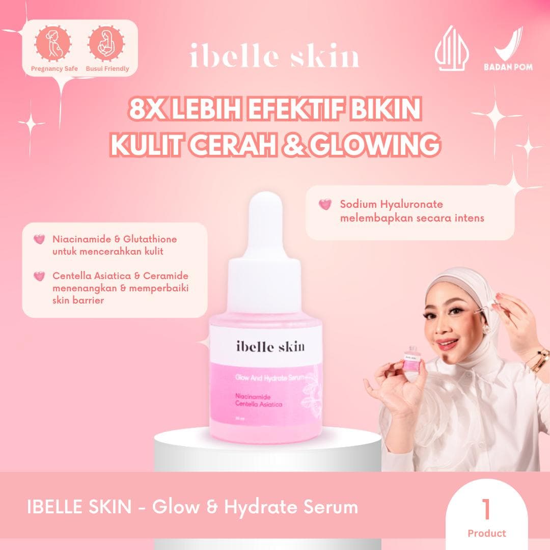 Foto produk (1 Pcs) Glow & Hydrate Serum | Serum Wajah | Mencerahkan Wajah dengan Niacinamide & Menjaga Skin Barrier dengan Ceramide - ibelle skin