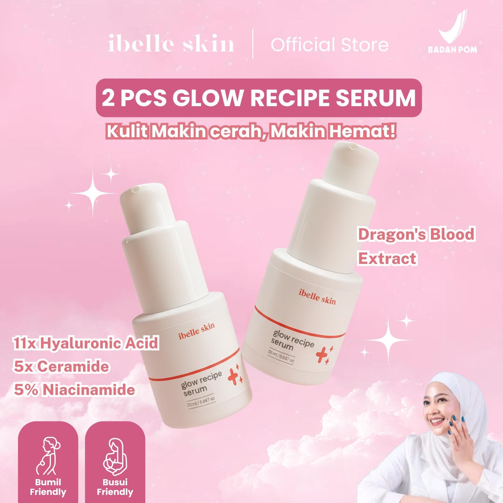 Foto produk (2 Pcs) Glow Recipe Serum | Niacinamide 5%, Tranexamic 1%, 5x Ceramide, 11x HA - ibelle skin