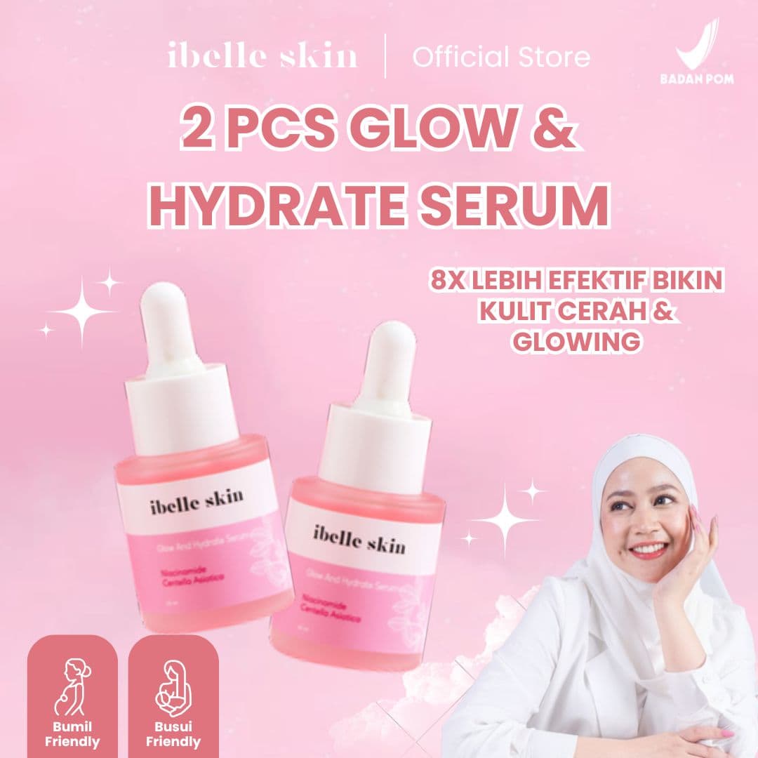 Foto produk (2 Pcs) Glow & Hydrate Serum | Serum Wajah | Mencerahkan Wajah dengan Niacinamide & Menjaga Skin Barrier dengan Ceramide - ibelle skin