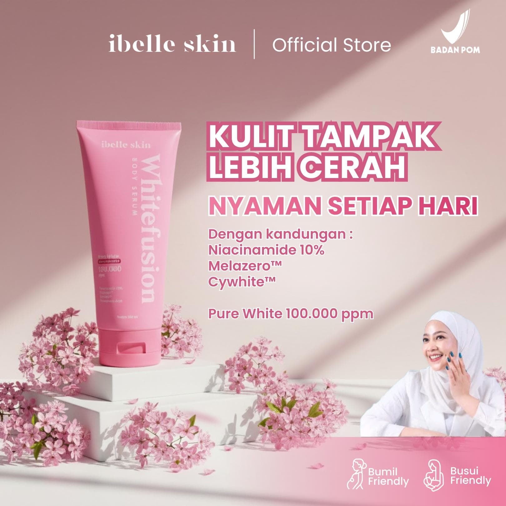 Foto produk ( 1 Pcs) Whitefusion Body Serum | Whitening Complex 100.000 ppm, Niacinamide 10%, Melazero️ - ibelle skin